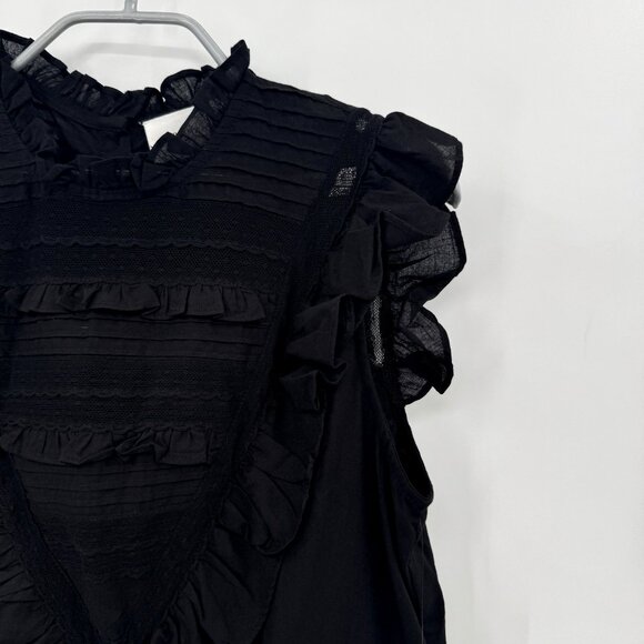 Pomander Place by Tuckernuck Women's Black Cecilia Ruffle Mini Dress sz XS NWT - Picture 4 of 9